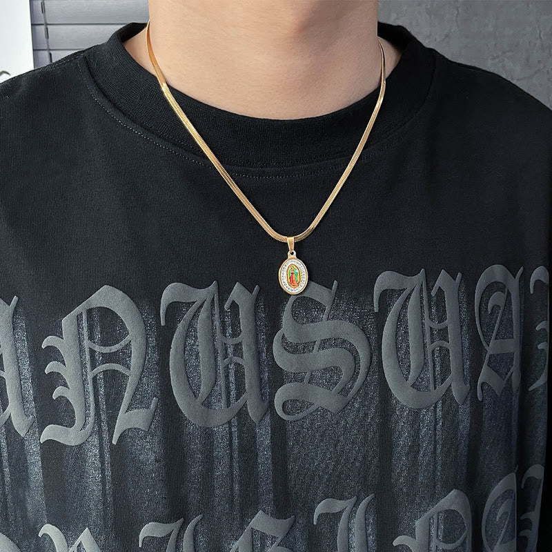 Collier coloré en chaîne d'os de serpent Notre-Dame de Guadalupe