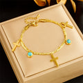 Pulsera de doble capa con adornos turquesa