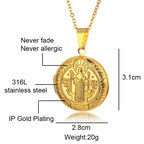 Collier pendentif Saint Benoît classique en titane
