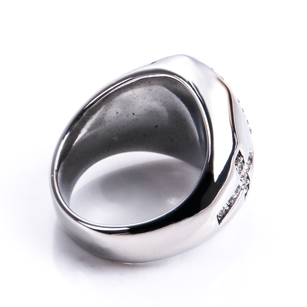 Anillo de acero inoxidable de la Virgen María con signo de la cruz, anillos católicos para joyería religiosa