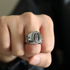 Anillo de acero inoxidable de la Virgen María con signo de la cruz, anillos católicos para joyería religiosa