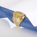 Anillo de acero inoxidable de la Virgen María con signo de la cruz, anillos católicos para joyería religiosa