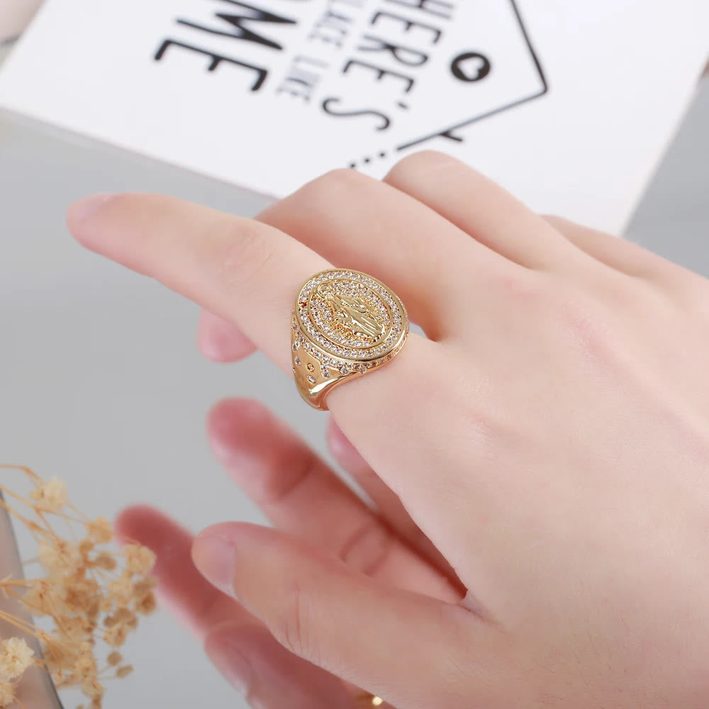 Bague catholique en acier inoxydable Vierge Marie