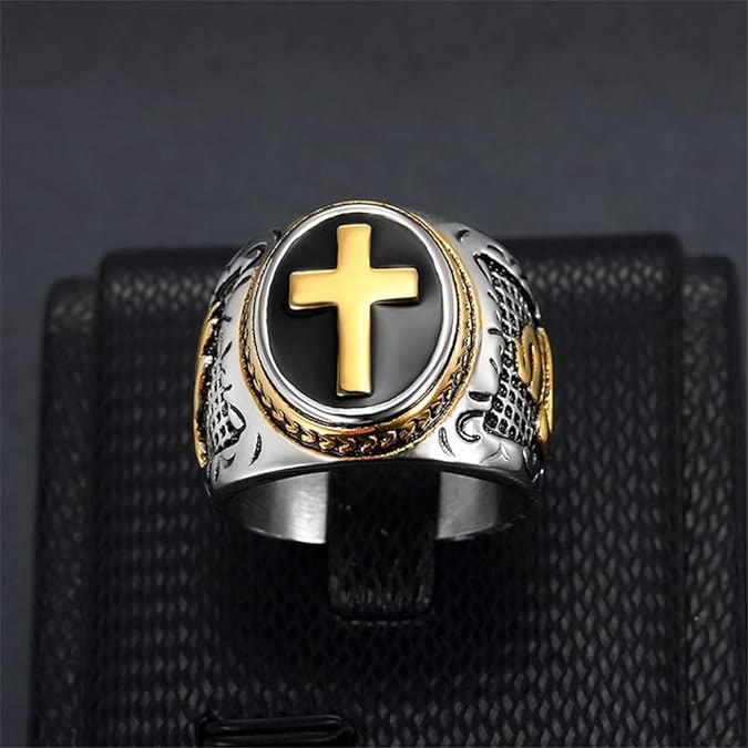 Bague religieuse rétro en titane "Main de Dieu"