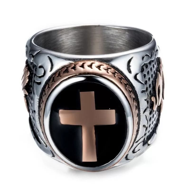 Bague religieuse rétro en titane "Main de Dieu"