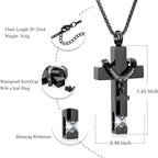 Collar con colgante de urna de cenizas con doble cruz y piedra natal de 12 meses