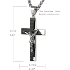 Collier pendentif de prière en forme de crucifix en acier inoxydable