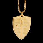 Collier pendentif bouclier croix en acier inoxydable avec la prière du Seigneur