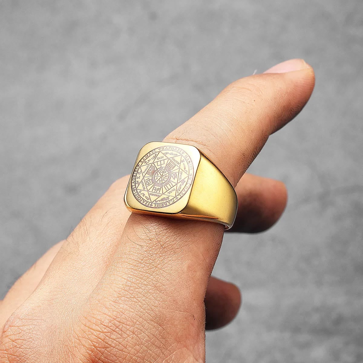 Bague en titane Sceaux de protection des Sept Archanges Salomon Kabbale