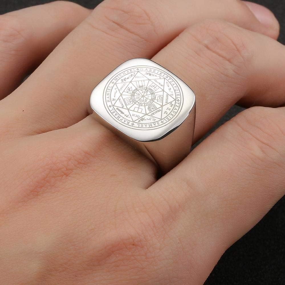 Bague en titane Sceaux de protection des Sept Archanges Salomon Kabbale