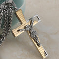 Collier pendentif de prière en forme de crucifix en acier inoxydable