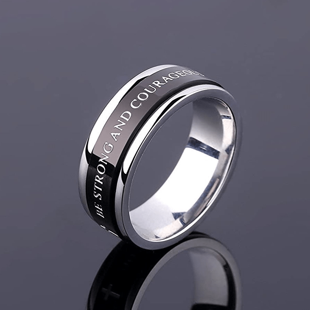Anillo giratorio con bordes escalonados cruzados de titanio negro/dorado