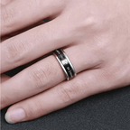 Anillo giratorio con bordes escalonados cruzados de titanio negro/dorado
