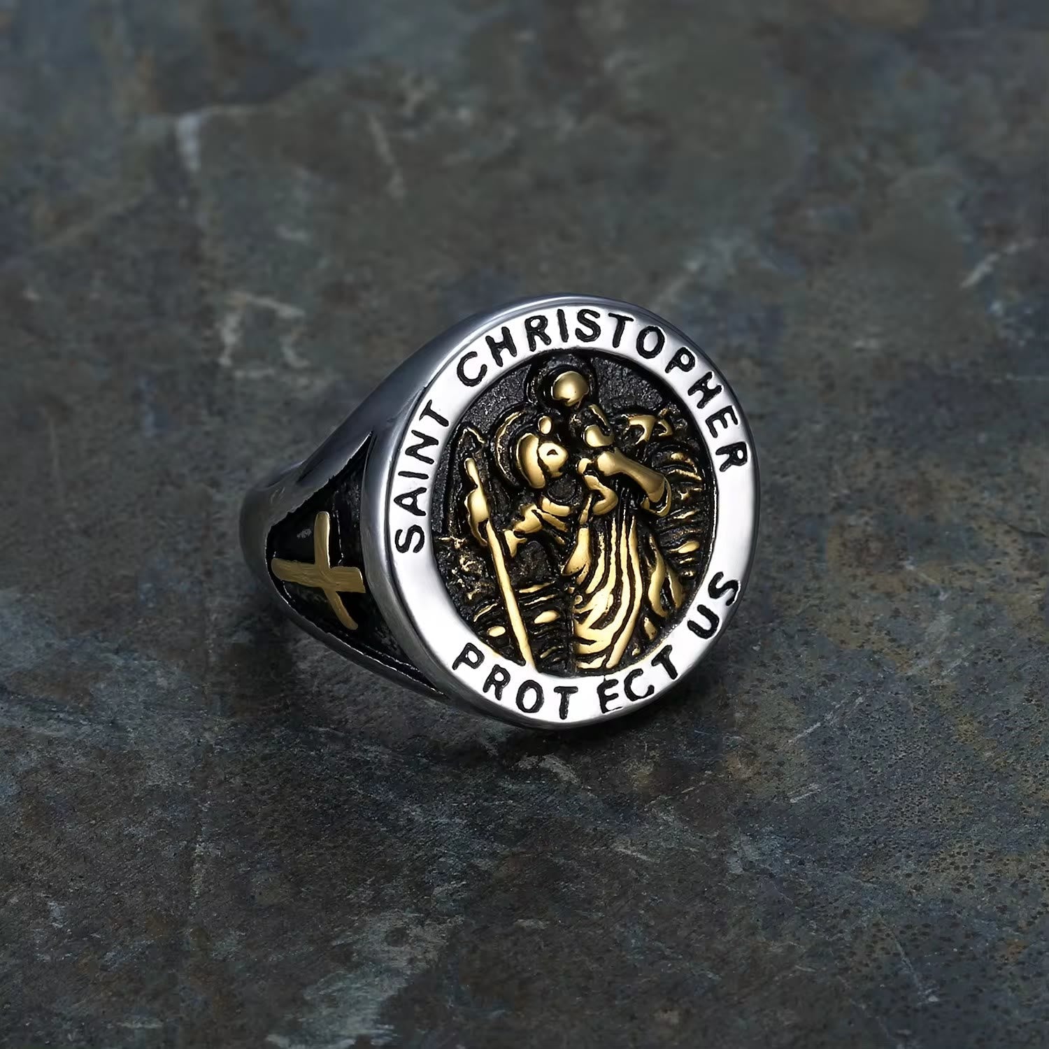Anillo de Sello de San Cristóbal Protégenos