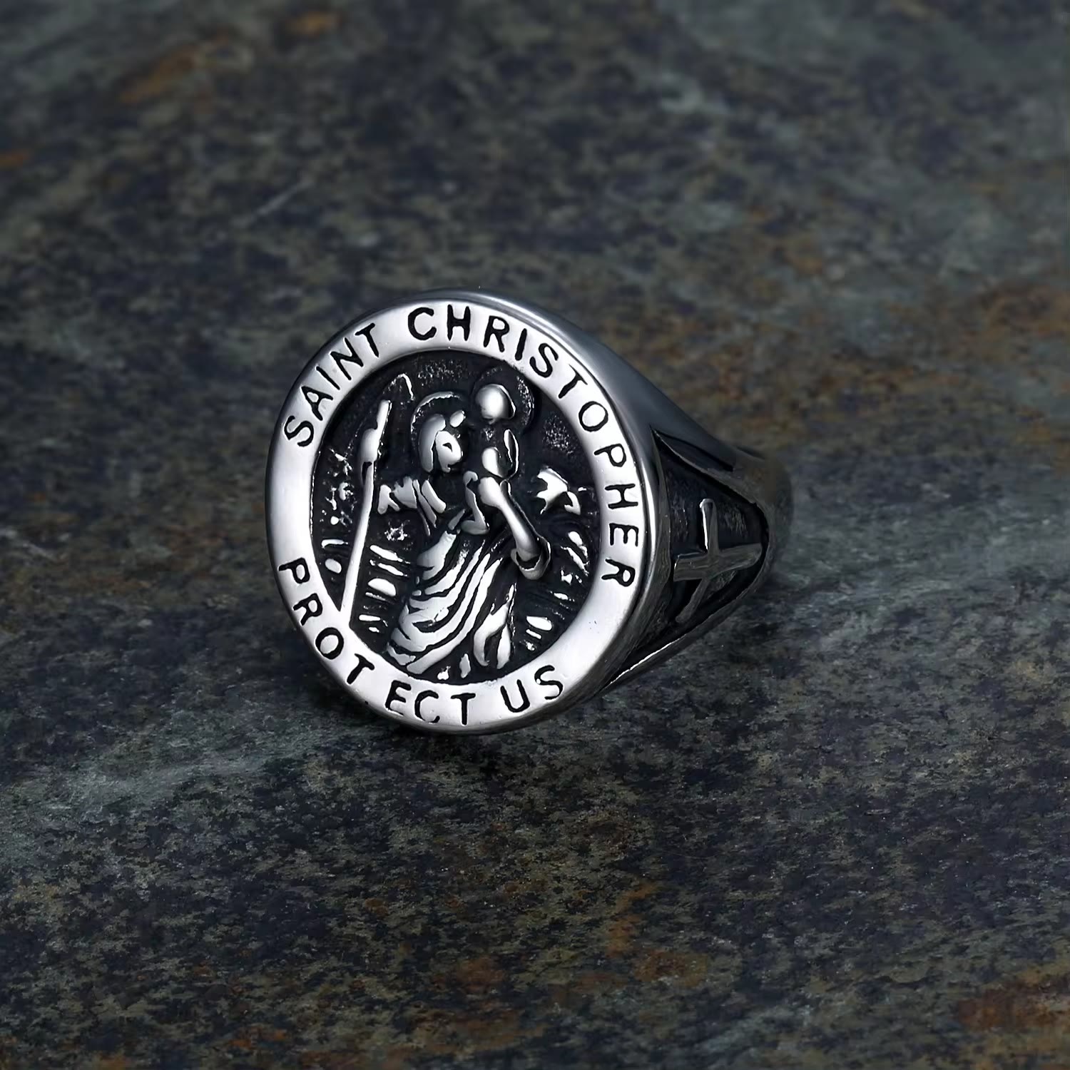 Anillo de Sello de San Cristóbal Protégenos