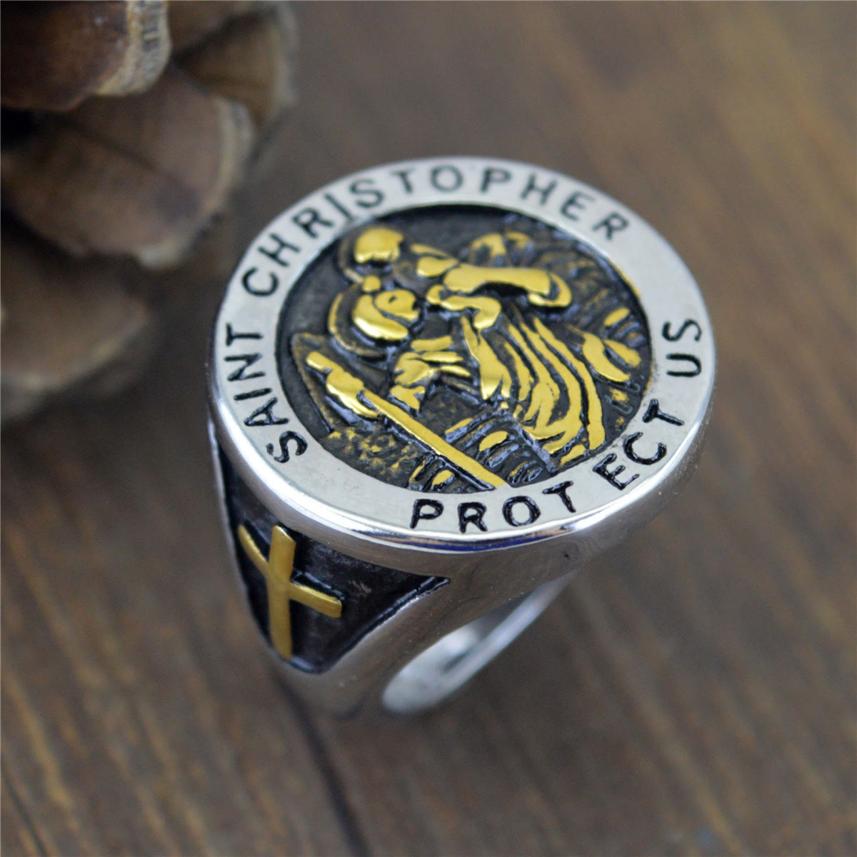 Anillo de Sello de San Cristóbal Protégenos