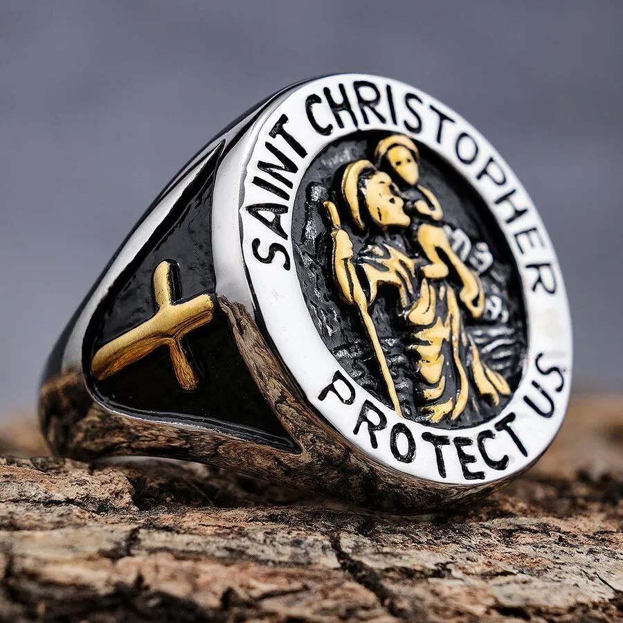 Anillo de Sello de San Cristóbal Protégenos