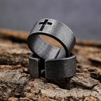 Bague croix punk antique en acier inoxydable