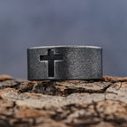 Bague croix punk antique en acier inoxydable