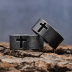 Bague croix punk antique en acier inoxydable