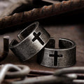 Bague croix punk antique en acier inoxydable