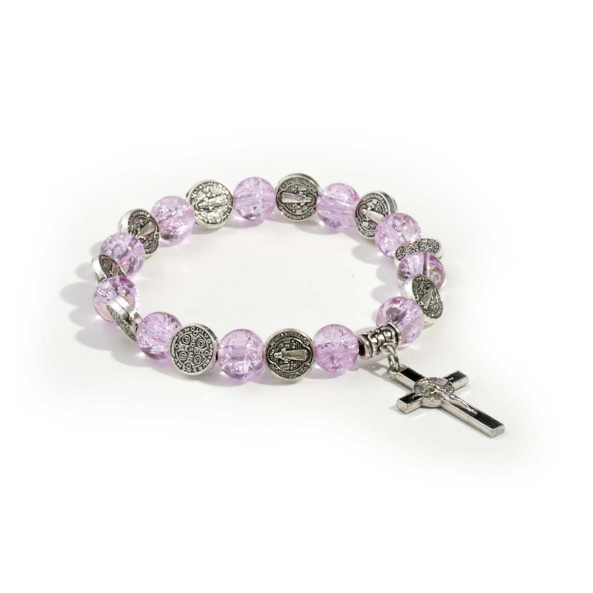 Bracelet perlé avec pendentif breloque en alliage croix de Jésus