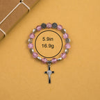 Bracelet perlé avec pendentif breloque en alliage croix de Jésus