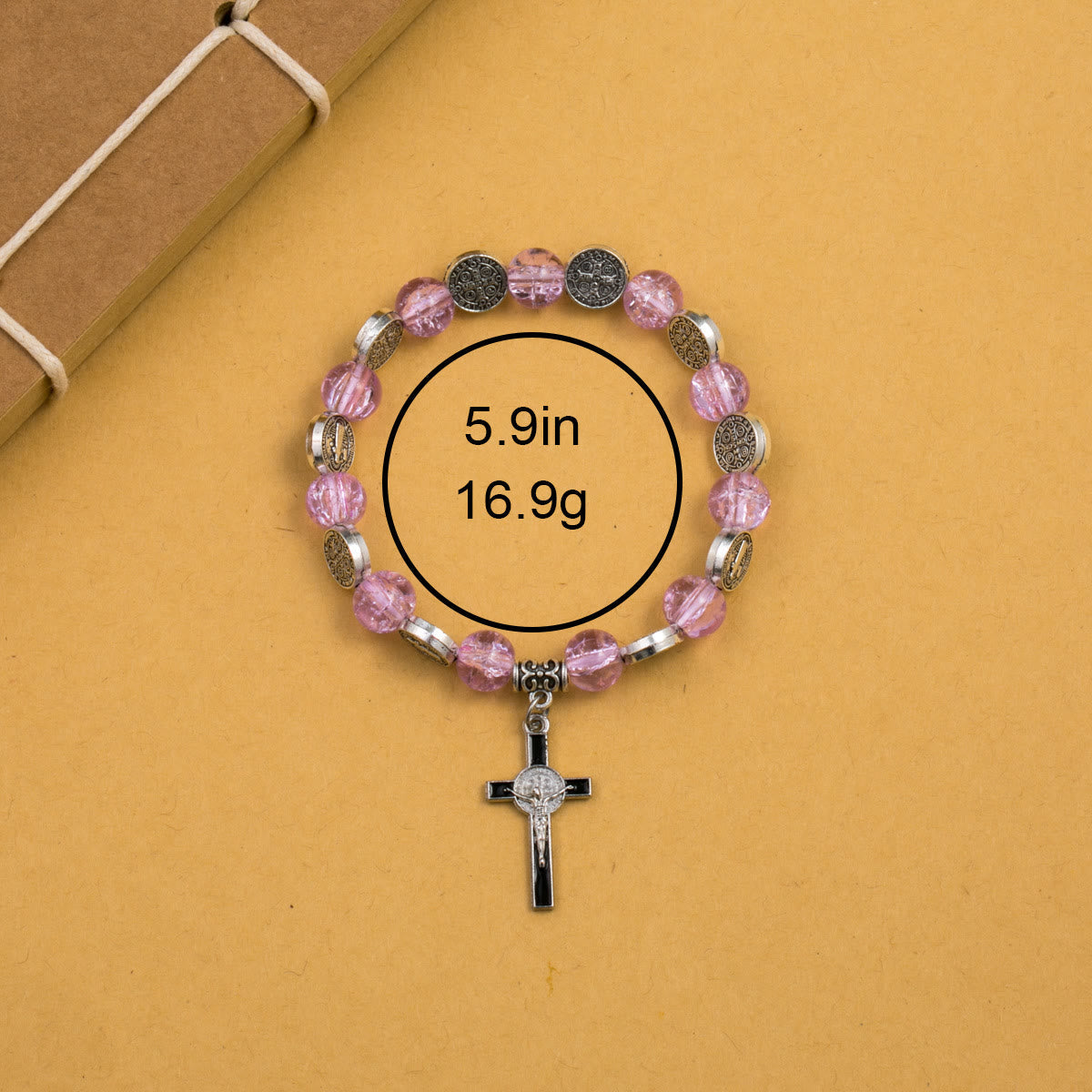 Bracelet perlé avec pendentif breloque en alliage croix de Jésus