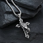 Pendentif Collier Croix Mains Qui Prient en Acier Inoxydable
