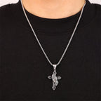 Pendentif Collier Croix Mains Qui Prient en Acier Inoxydable
