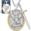 Pendentif collier épée bicolore et bouclier ovale St Michel