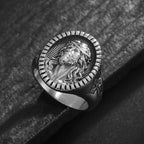 Bague vintage en forme de tête du Christ Jésus pour bénédiction