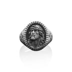 Bague vintage en forme de tête du Christ Jésus pour bénédiction