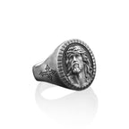 Bague vintage en forme de tête du Christ Jésus pour bénédiction