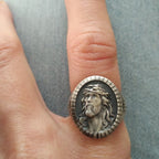 Bague vintage en forme de tête du Christ Jésus pour bénédiction