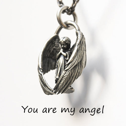 Blessing Praying Guardian Angel Wing Pendant Necklace