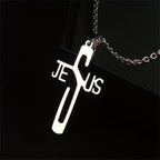Collier en acier inoxydable avec croix de Jésus-Christ