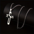 Collier en acier inoxydable avec croix de Jésus-Christ