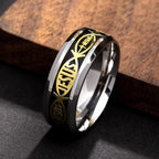 Anillo rústico de acero inoxidable: "Jesús" en pez