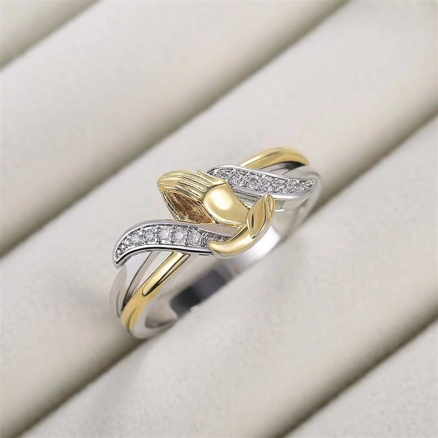 Praying Hands Gold & Silver Ring