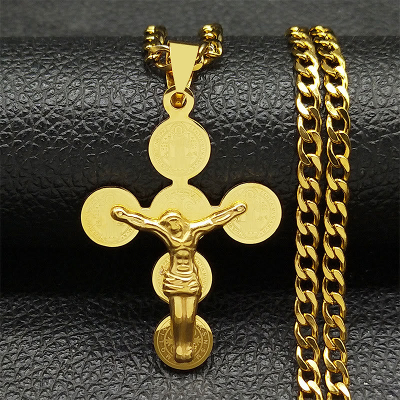 Collier pendentif Croix Médaille de Saint Benoît