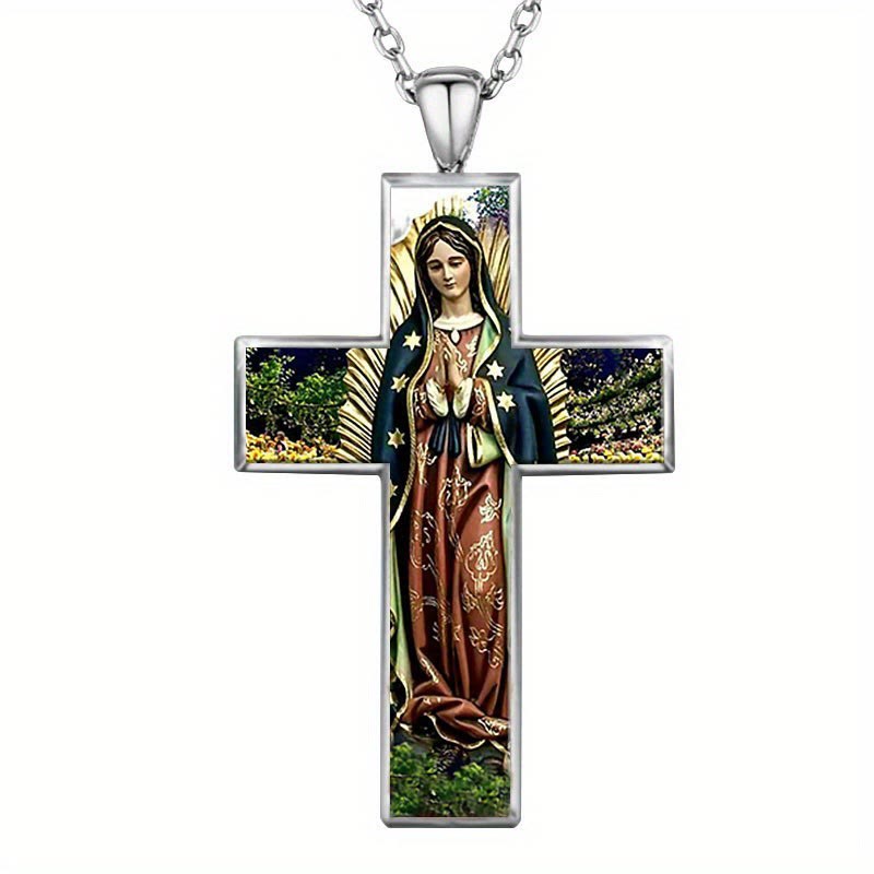 Collier pendentif croix Vierge Marie Bijoux religieux