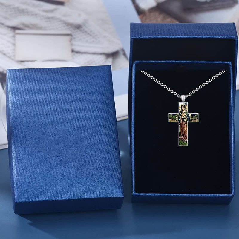 Collier pendentif croix Vierge Marie Bijoux religieux