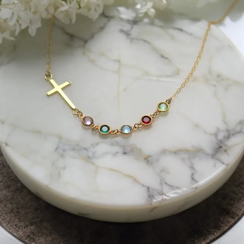 Collier Croix Pierre de Naissance Biblique Bijou Religieux Cadeau
