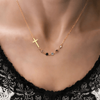 Collier Croix Pierre de Naissance Biblique Bijou Religieux Cadeau