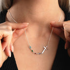Collier Croix Pierre de Naissance Biblique Bijou Religieux Cadeau