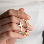 Collier Croix Pierre de Naissance Biblique Bijou Religieux Cadeau