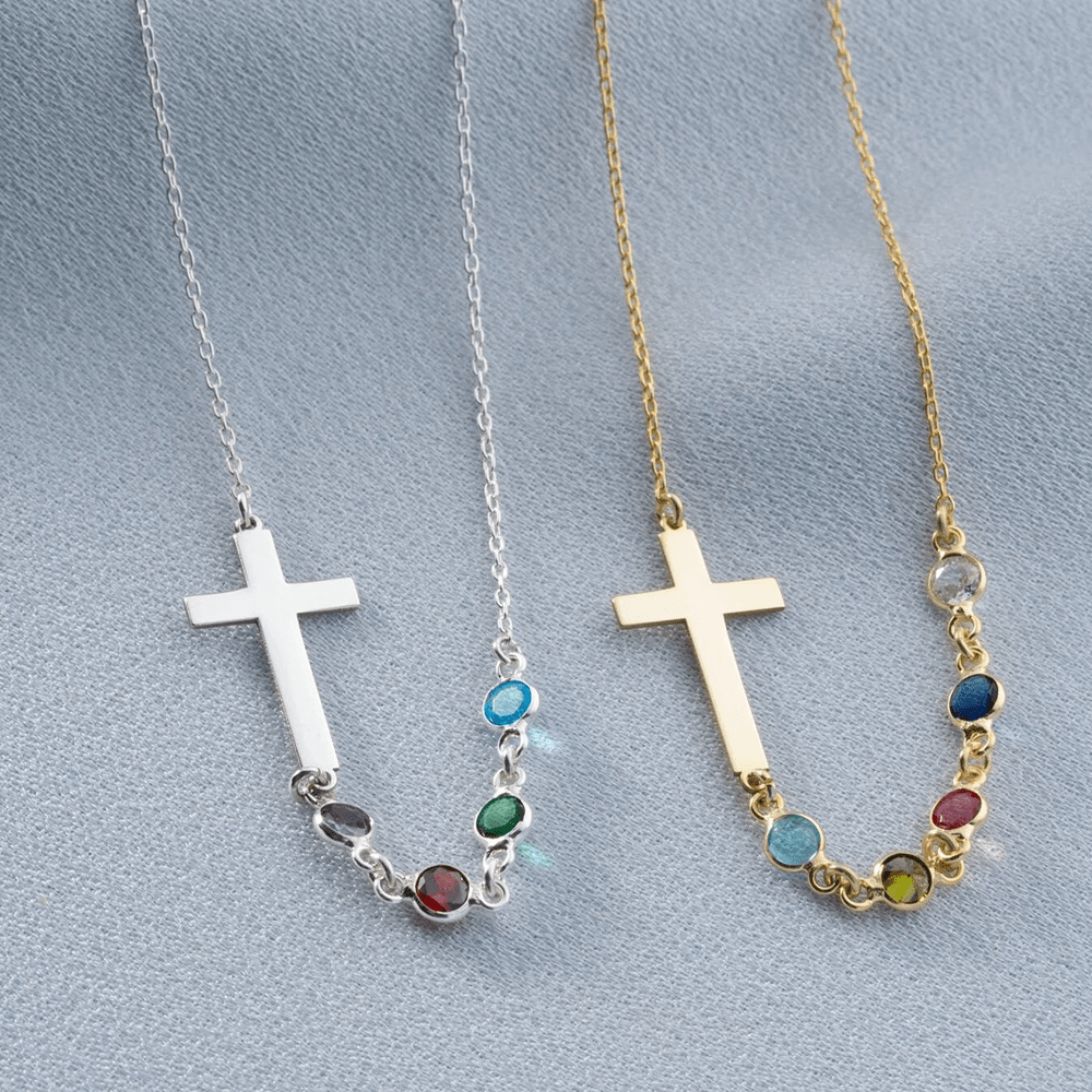 Collier Croix Pierre de Naissance Biblique Bijou Religieux Cadeau