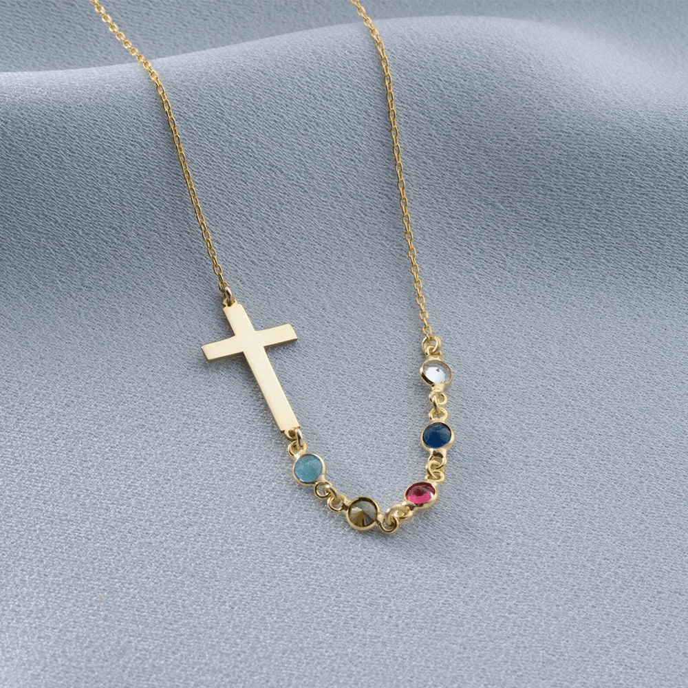 Collier Croix Pierre de Naissance Biblique Bijou Religieux Cadeau