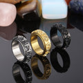 Anillo giratorio con calavera y cruz religiosa